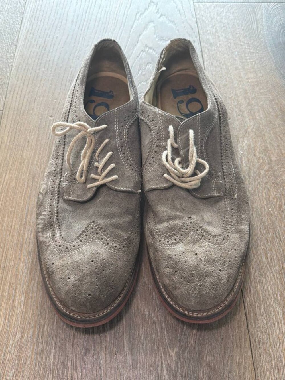 1901 Gray Suede Wingtip Oxfords Men's 14M - Lightly Used - Picture 6 of 8